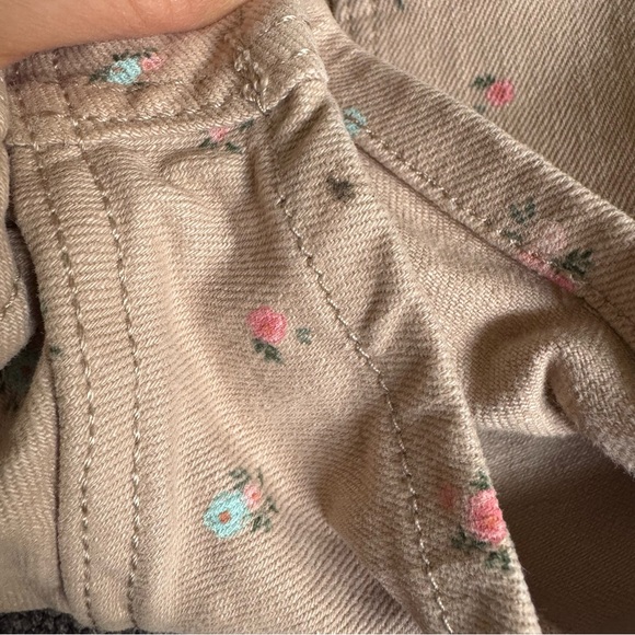 H&M Denim Beige Floral Denim Jean Shortall Shorty Baby Girl 6M - Picture 7 of 7